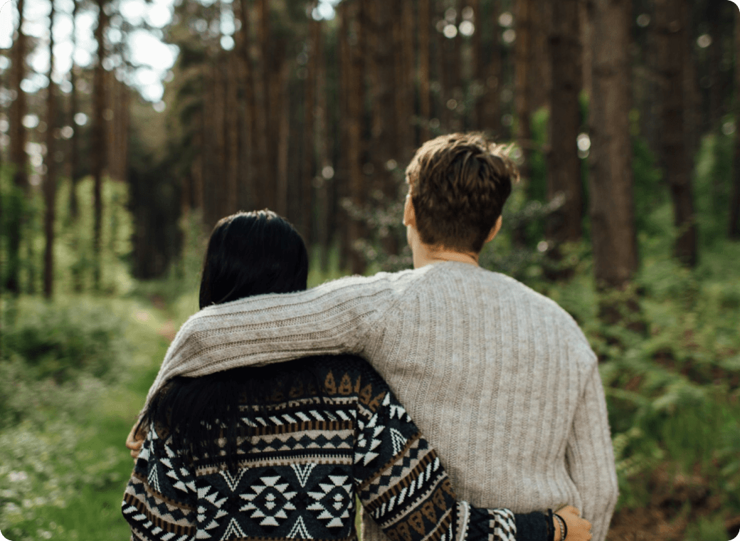 two people in forest